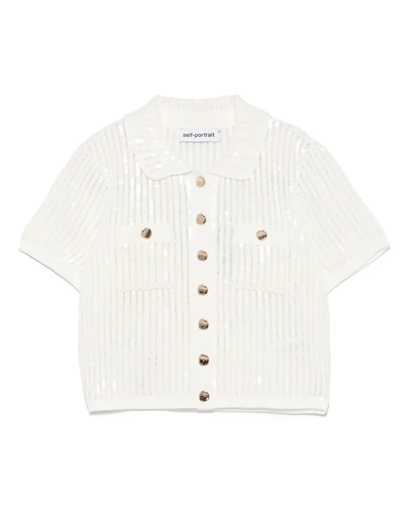Self-Portrait Self -Porträt -Paillette Strickjacke White