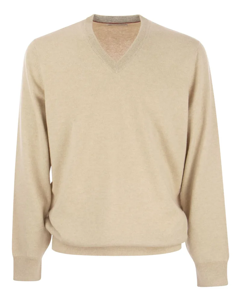 Brunello Cucinelli Cashmere gegen Neckpullover Sand