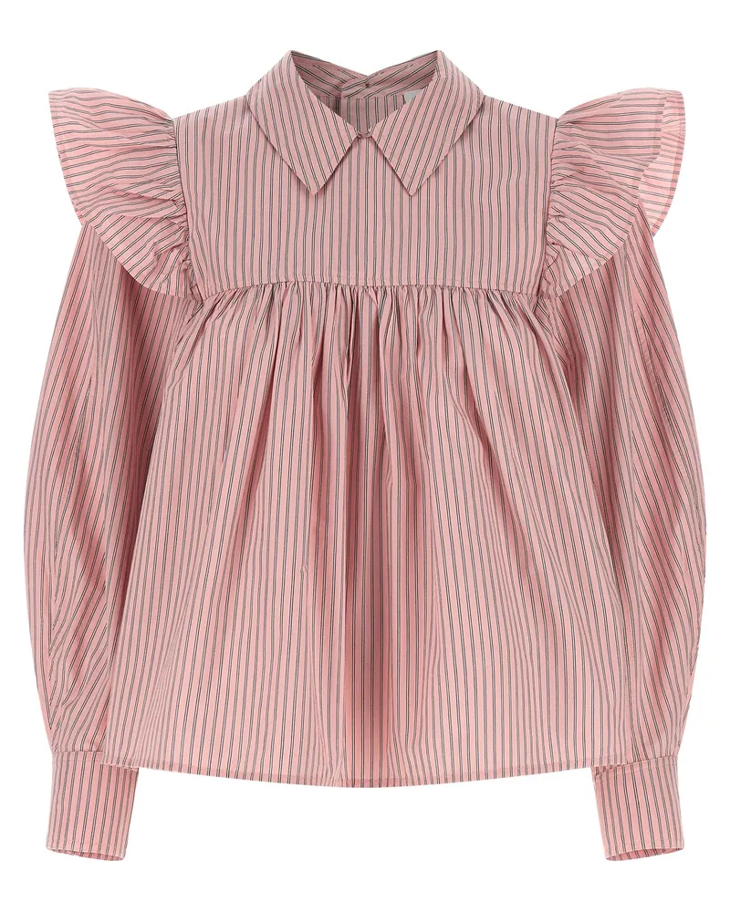 Ganni gestreifte Bluse Pink