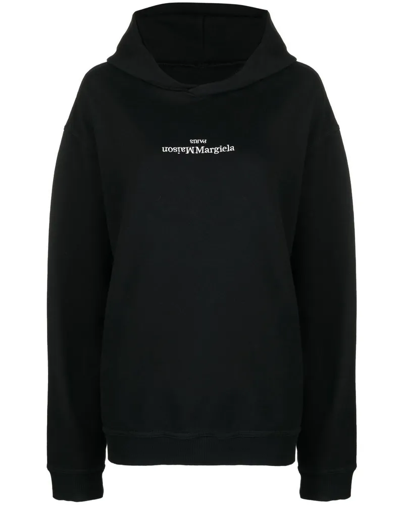 Maison Margiela Logo Baumwoll Hoodie Black