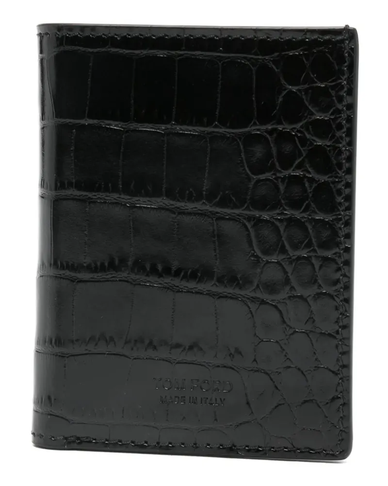 Tom Ford Crocodile geprägter Kartenhalter Black
