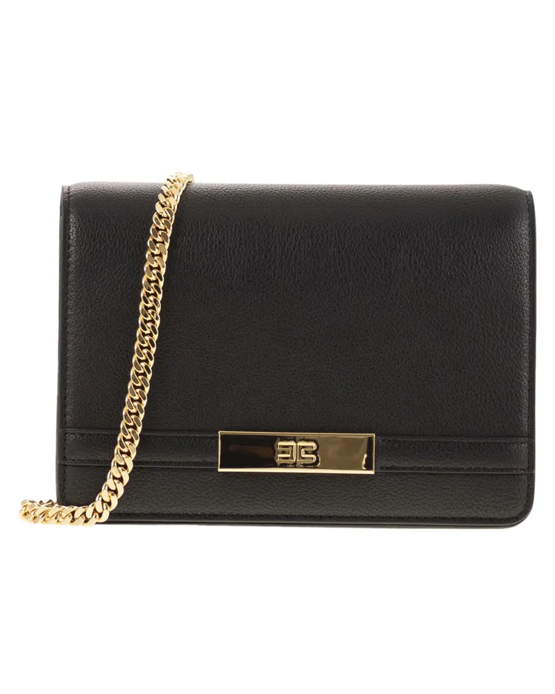 Elisabetta Franchi Schultergurt mit Groumette-Kette Black