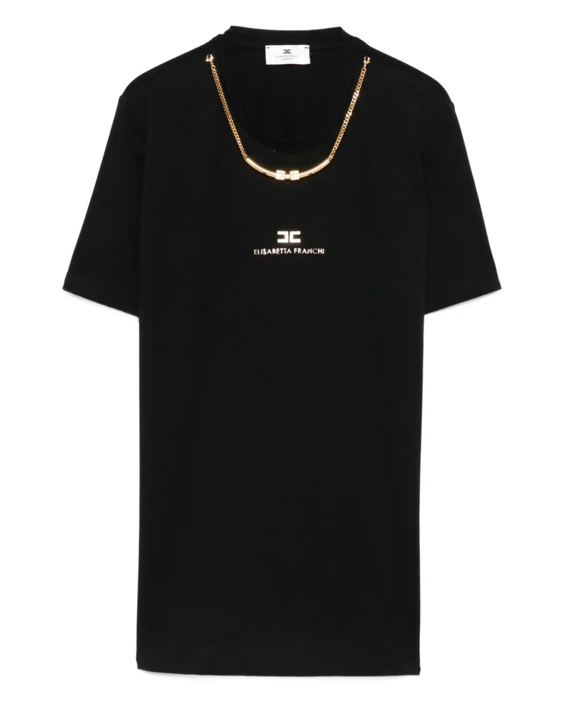 Elisabetta Franchi Logo Baumwoll -T -Shirt Black