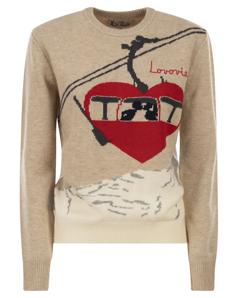 MC2 Saint Barth New Queen Wollmischungspullover mit Stickerei Beige