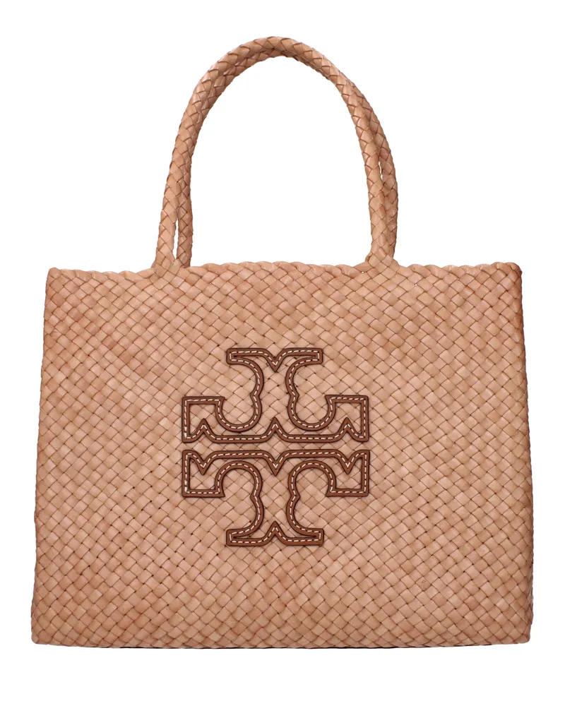 Tory Burch Mcgraw Woven's Umhängetasche aus rosa/braunem Leder -