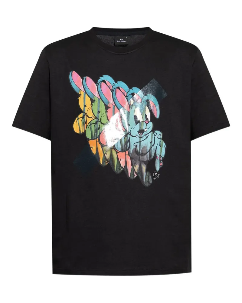 Paul Smith PS von Paul Smith Bunny Wiederholen Sie Baumwoll -T -Shirt Black