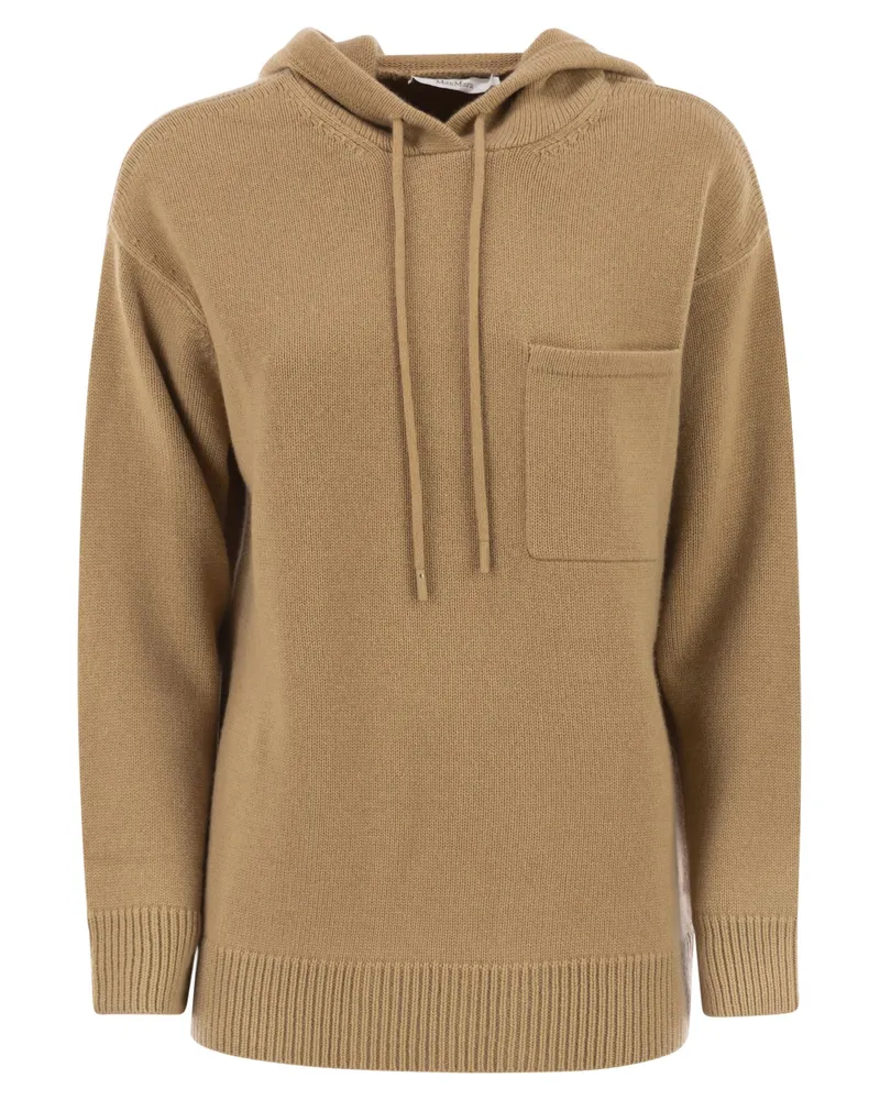 Max Mara Liana Kapuzenpullover aus Wolle und Kaschmir Camel