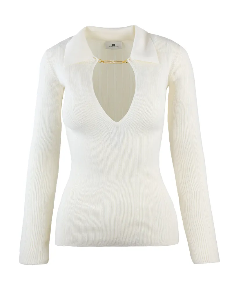 Elisabetta Franchi Maglia A kostinische Beteiligung à jour Bianca Milk