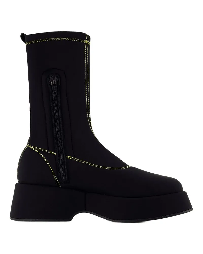 Ganni Retro Flatform -Knöchelstiefel  Synthetic Black Black
