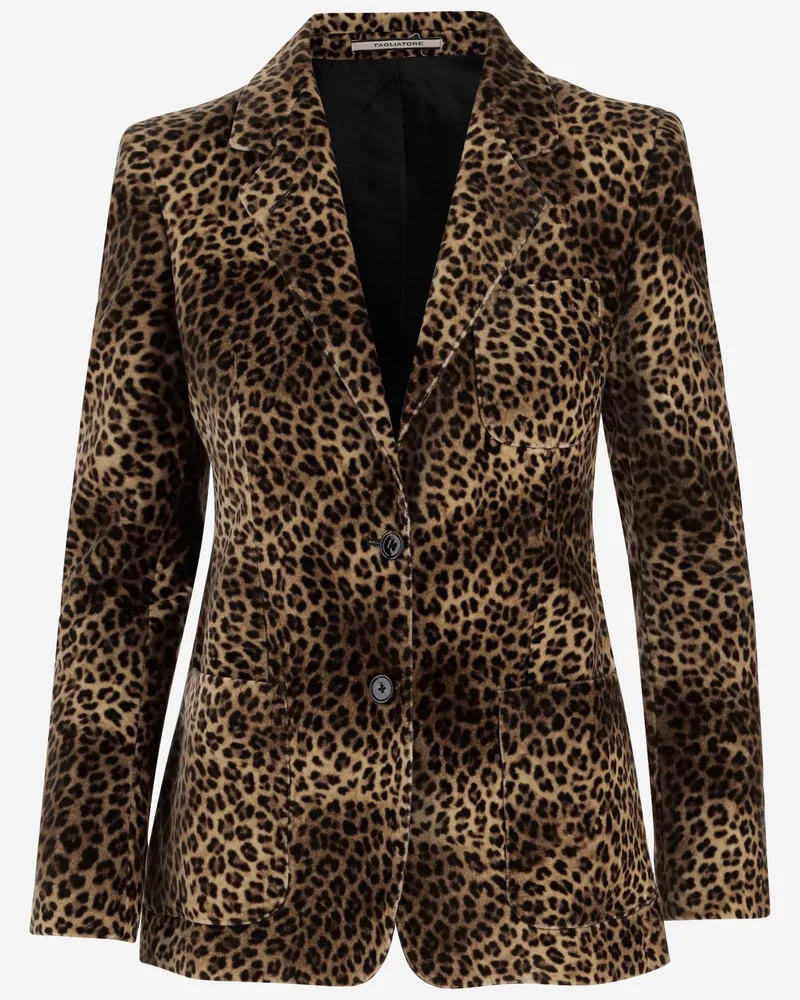 Tagliatore Cupro -Jacke mit Leopadrata -Muster Red