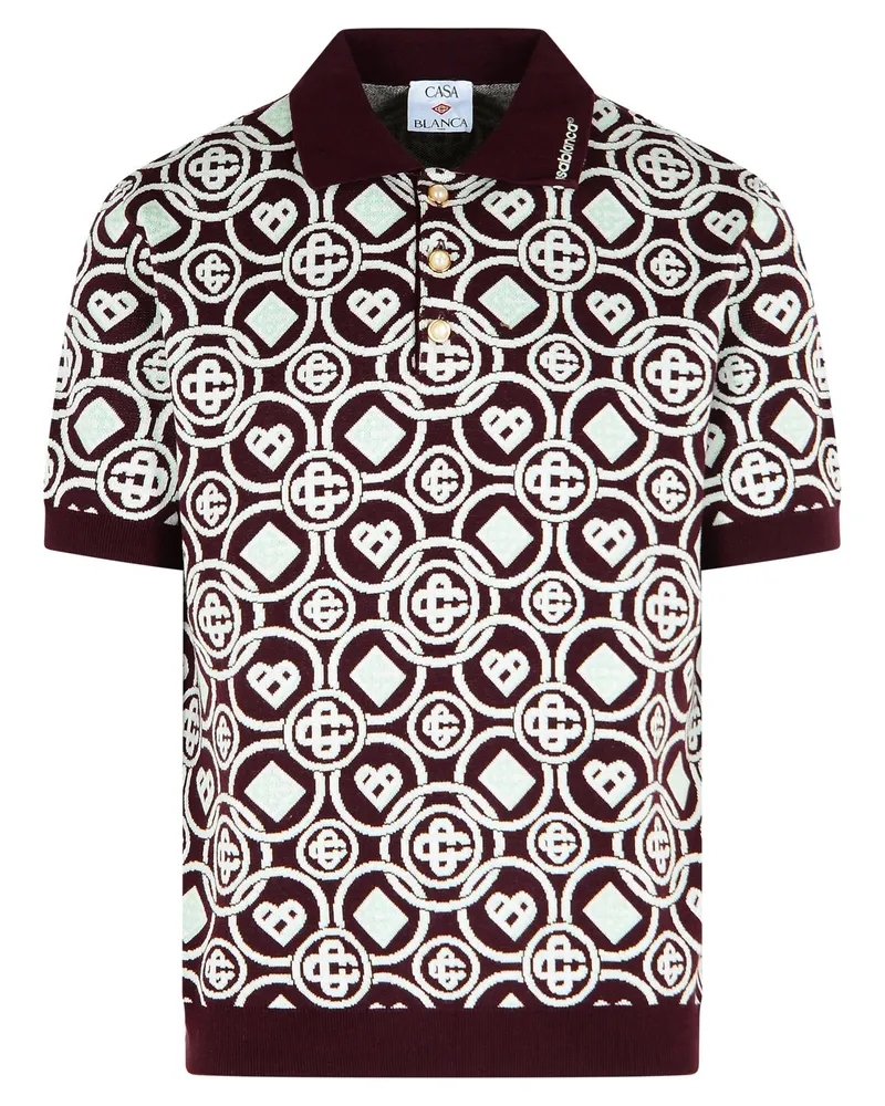 Casablanca Paris Monogramm' Burgund Cotton Polo -Hemd Bordeaux