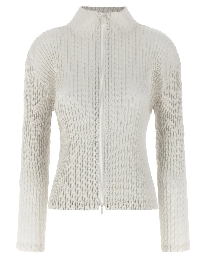 Issey Miyake Sleek Pleats“-Cardigan White