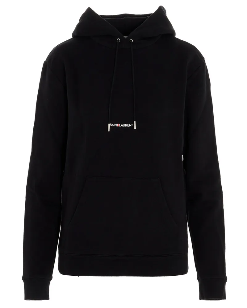 Saint Laurent Logo Print Hoodie Black