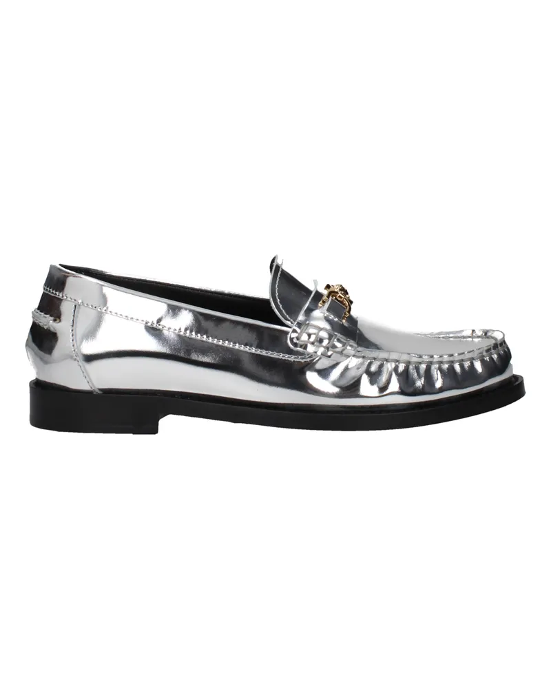 Versace Damens Silberne Leder-Loafer -