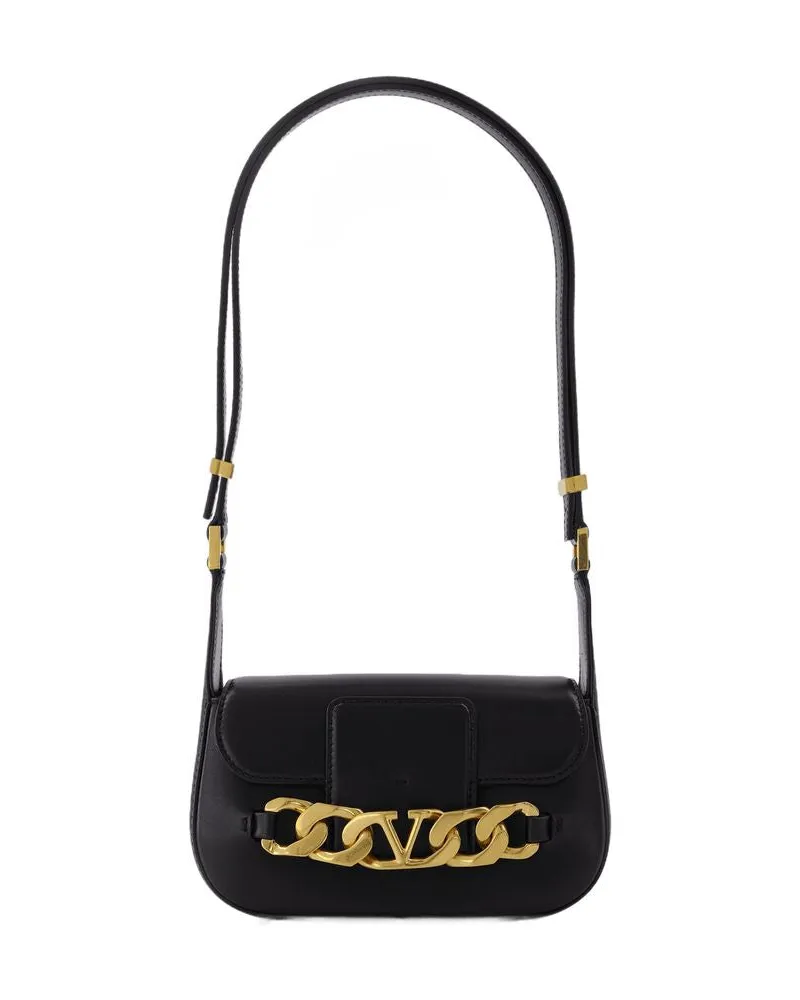 Valentino Garavani Kleine Umhängetasche | Vlogo -Kette | Vit.Dauphine/A. Brass Morsetto Schwarz