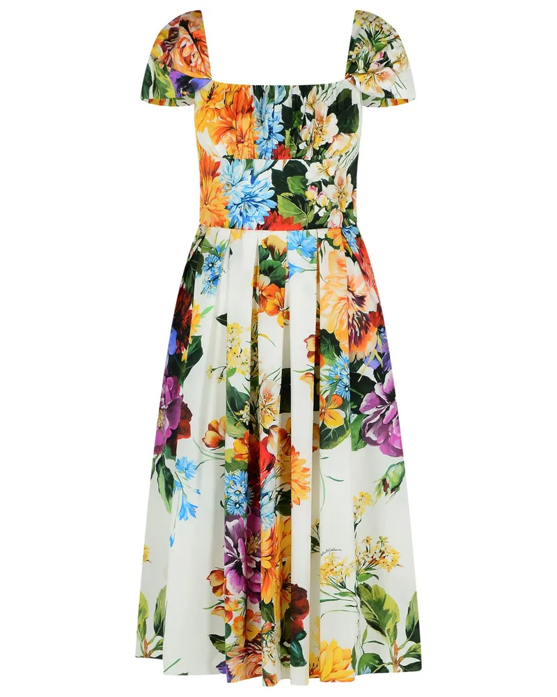 Dolce & Gabbana Fiorato' mehrfarbiges Baumwollkleid Multicolor