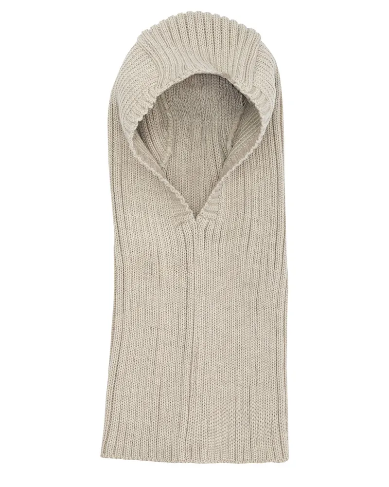 NEEDLES Sturmhaube aus Merinowolle Beige