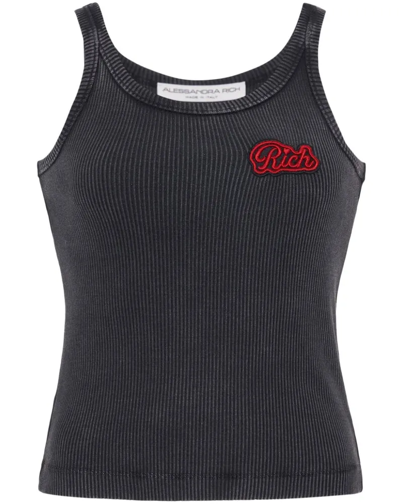 Alessandra Rich Logo geripptes Baumwoll -Tank -Top Grey