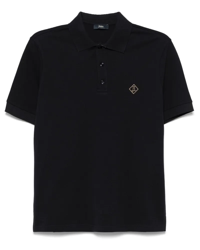 Herno Logo -Baumwoll -Polo -Hemd Blue
