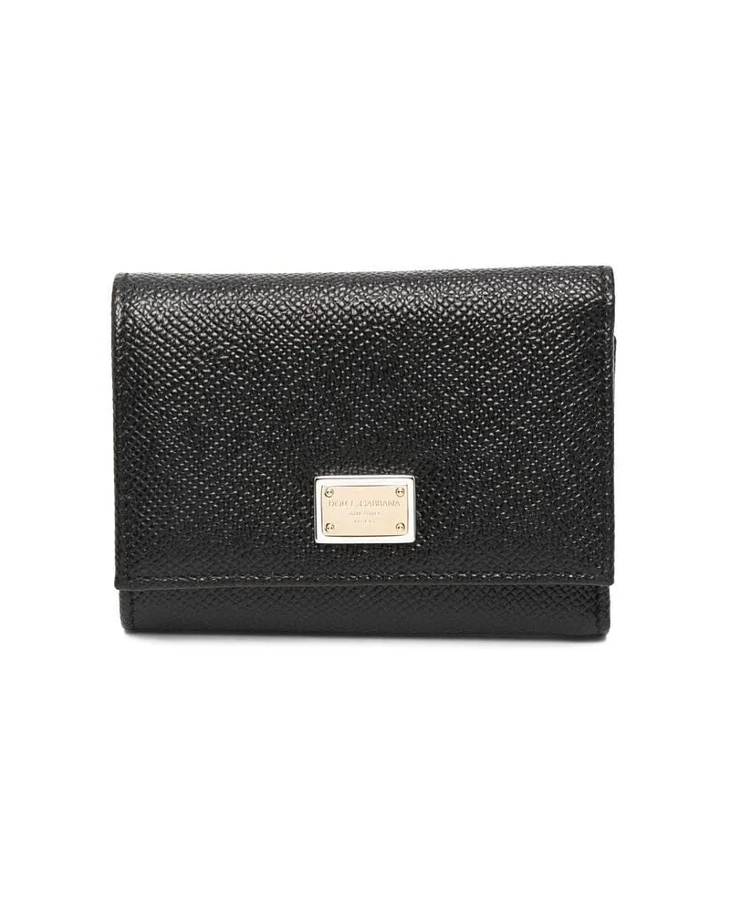 Dolce & Gabbana Französische Leder-Geldbörse mit Klappe Black
