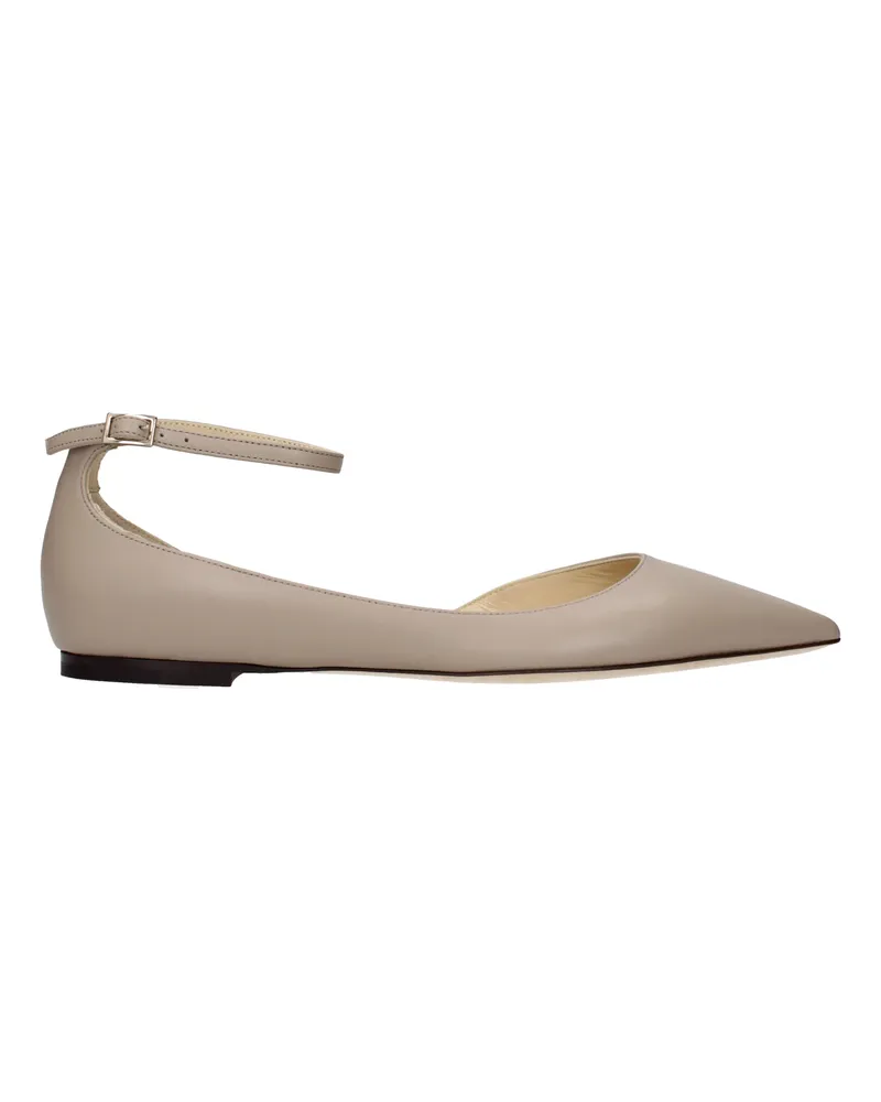 Jimmy Choo Leona Ballerina Damens Leder Grau/Maulwurf -