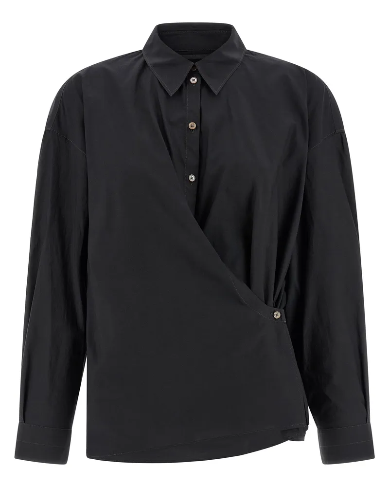 Christophe Lemaire Hemd „Straight Collar Twisted Black