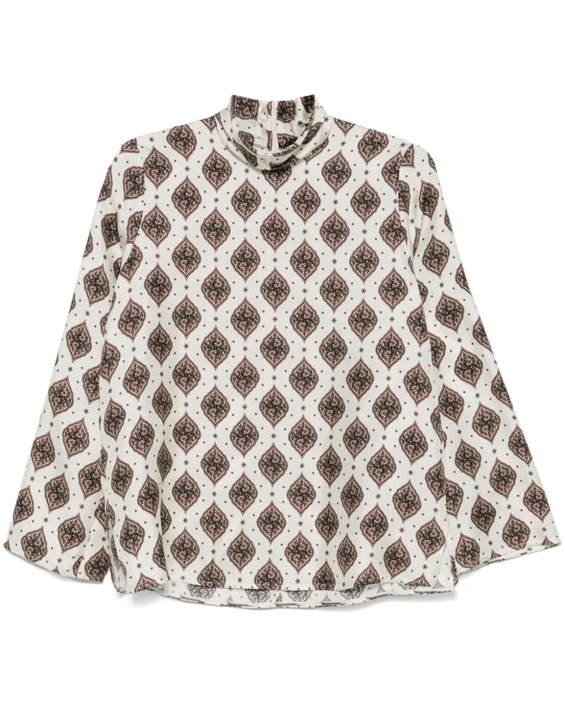 Alberto Biani bedruckte Seidenbluse White