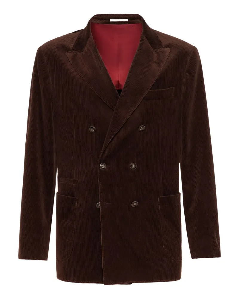 Brunello Cucinelli Cotton Double Breasted Jacke Brown