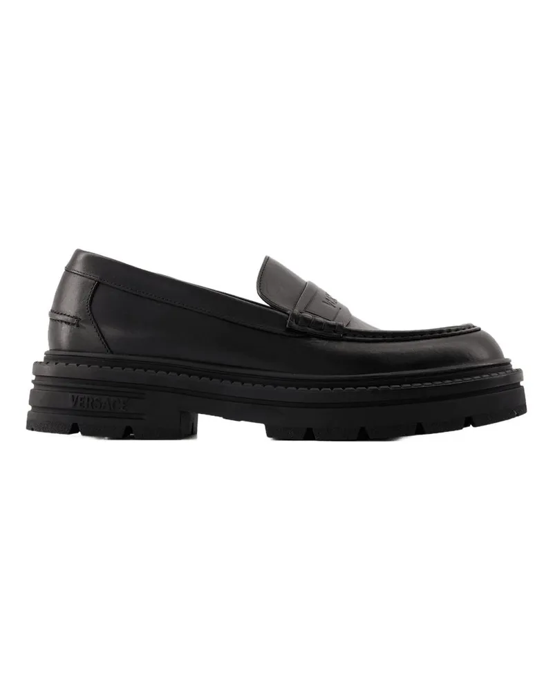 Versace Adriano Slipper  Leder schwarz Black