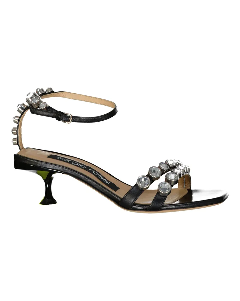 Sergio Rossi Lederkristallsandalen Black
