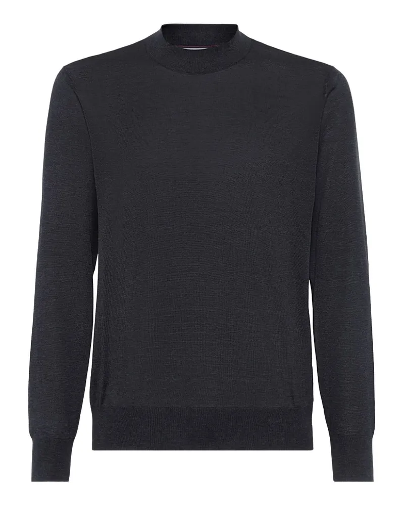 Brunello Cucinelli Baumwoll- und Seidenmischpullover Grey