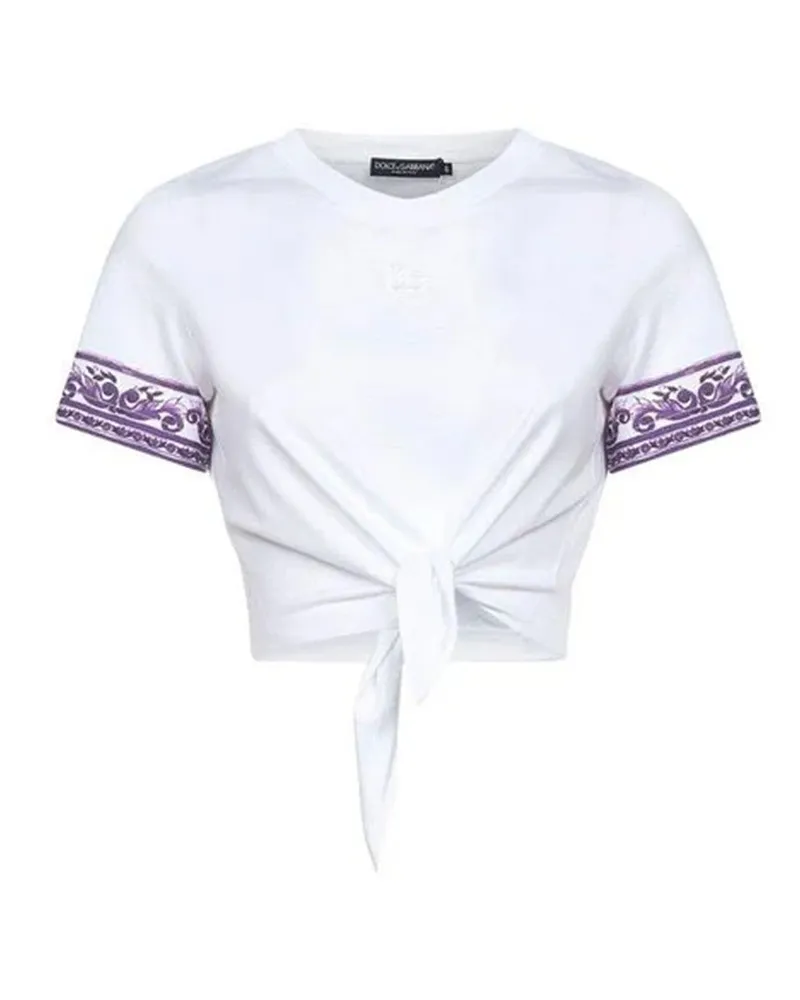 Dolce & Gabbana Baumwoll -T -Shirt mit Logo -Anwendung I03tn