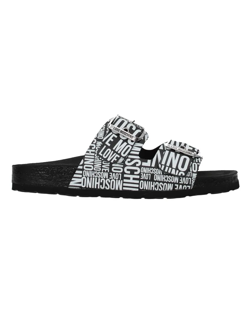 Moschino Liebe Moschino -Hausschuhe und Hufe Frauen Leder schwarz/weiß -
