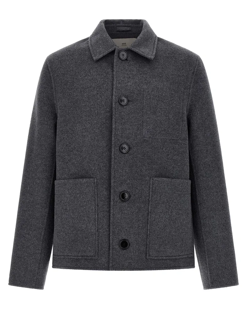 AMI Paris Boule' Overshirt Gray