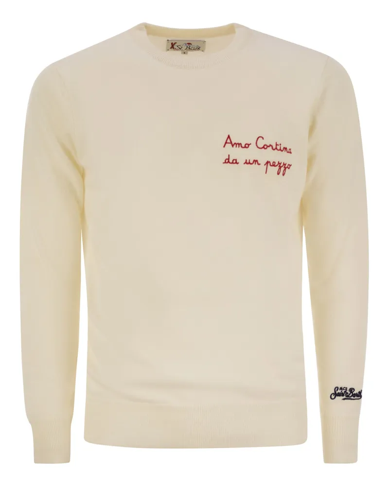 MC2 Saint Barth Amo Cortina da un Pezzo -Pullover in Wolle und Kaschmir -Mischung White