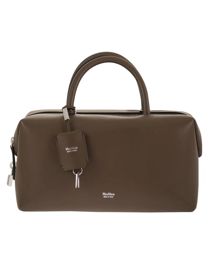 Max Mara Holdallm mittelgroße Umhängetasche aus Naturleder Brown