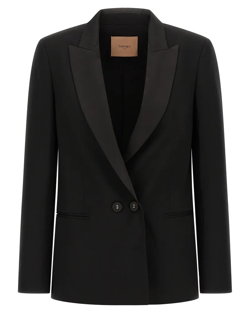Twin-Set Twin-Set-Satin-Revers-Blazer Black