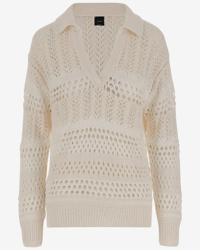 Pinko Leinen und Baumwollpullover White