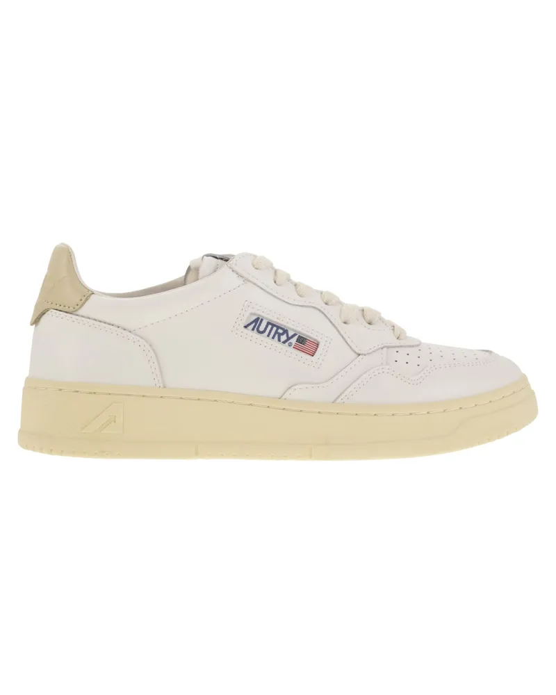 AUTRY Medaillengewinner niedriger Leder -Turnschuhe White