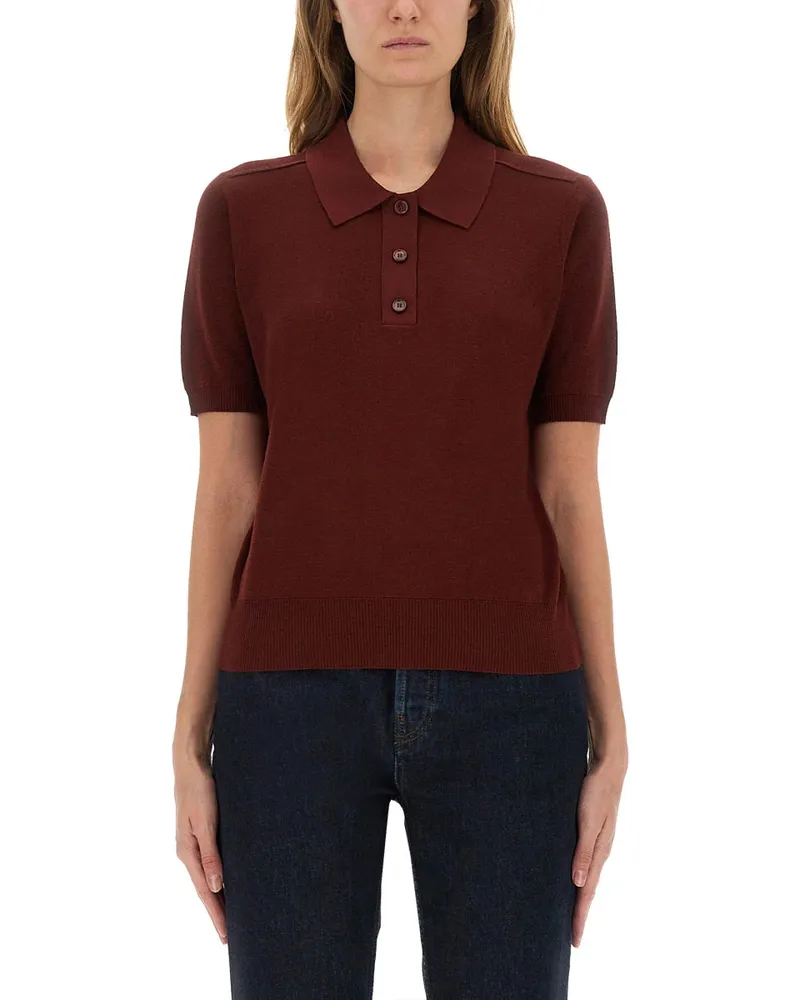 Burberry Wolle Polo Bordeaux