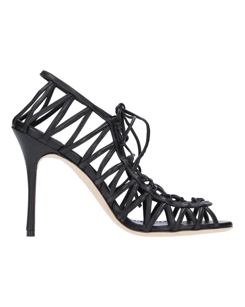 Manolo Blahnik Hamza 105 Ledersandalen Schwarz