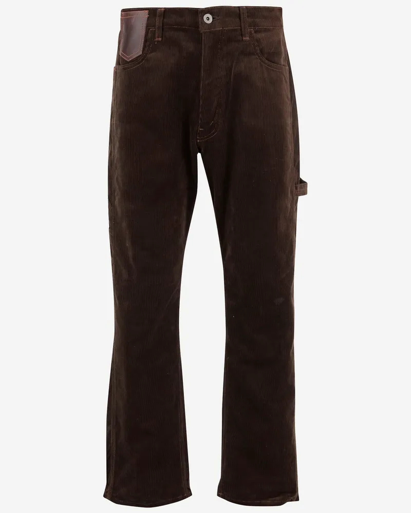 Junya Watanabe Gerippte Hose aus Baumwollmischung von  mit Lederdetails Brown