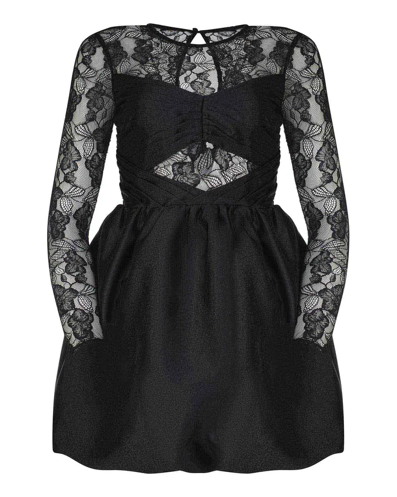 Self-Portrait Selbstporträtkleid aus Baumwollmischung Black