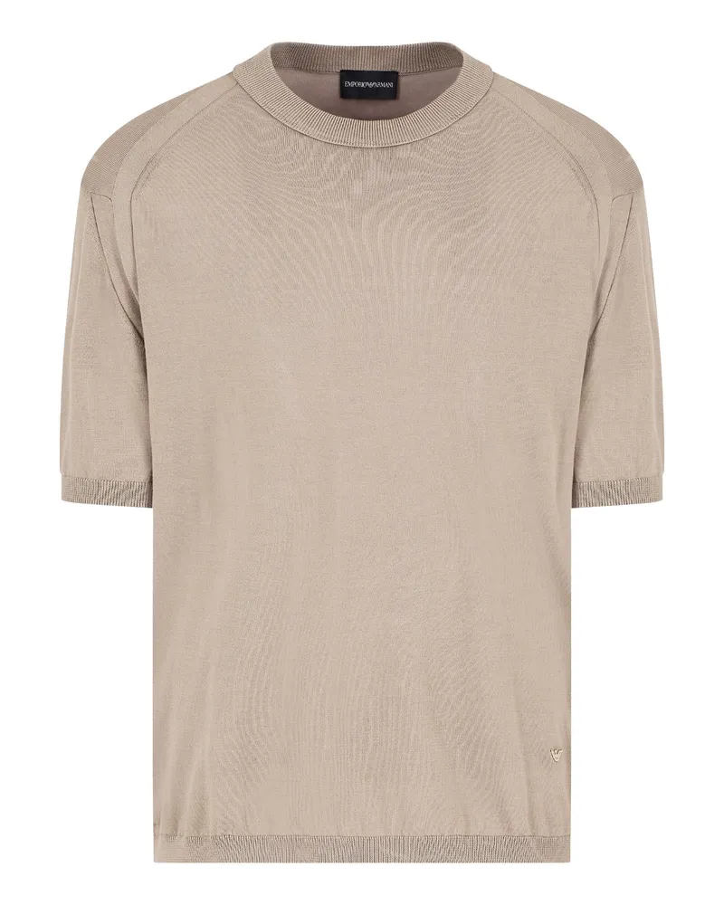 Emporio Armani Maglia in Misto Lyocell Beige Toni
