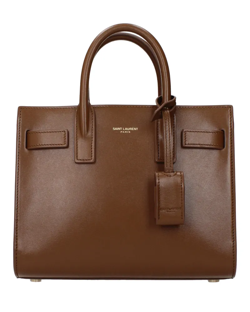 Saint Laurent Damens Sac De Jour Handtasche Braun/Fuchsleder -