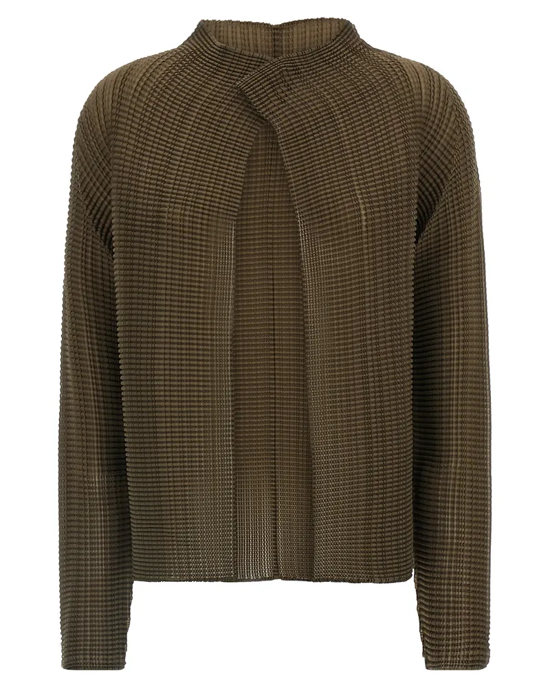 Issey Miyake Wooly Falten 58' Strickjacke Green