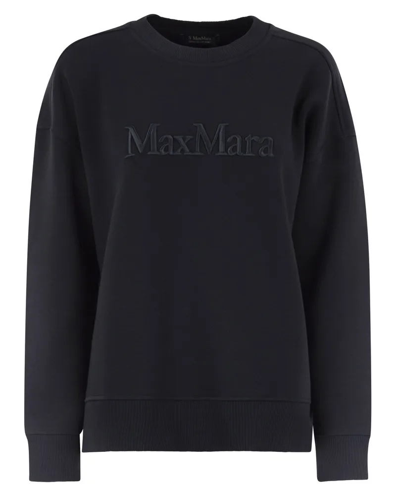 Max Mara Monza Baumwoll -Sweatshirt mit Logo Blue
