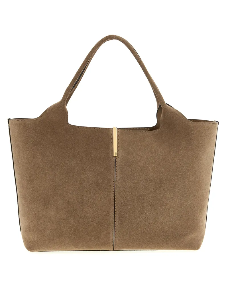 TOD'S Kleine bis mittelgroße Einkaufstasche aus Wildleder Beige