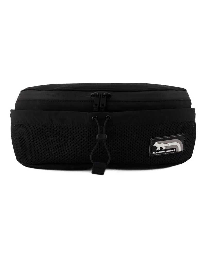 Kitsuné Blitzfuchsgürtel -Beutel Maison Kiton Nylon Schwarz Schwarz