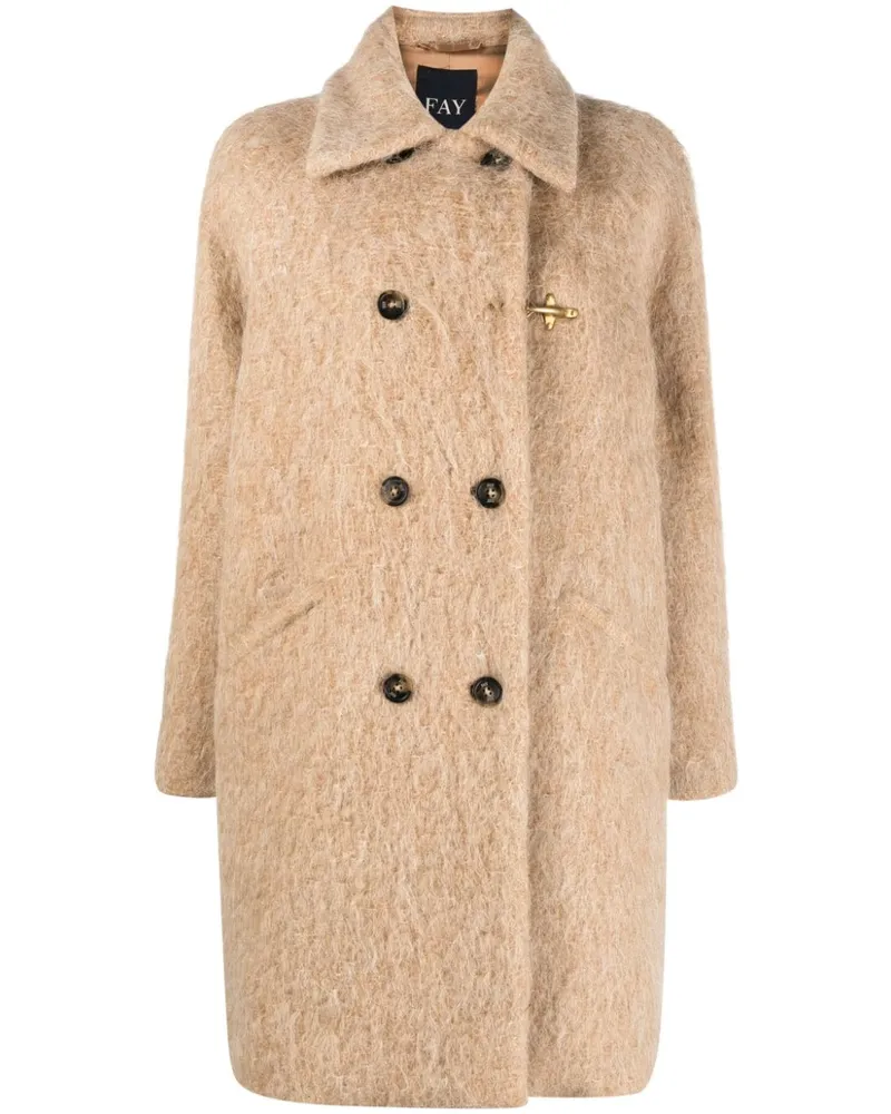Fay Double Breasted Woll Mischmantel Camel